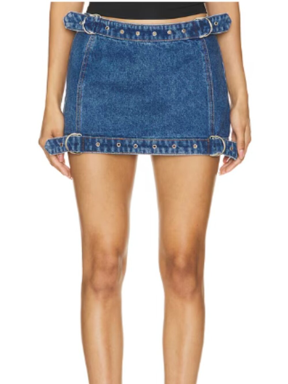 Superdown Kenny Micro Mini Skirt in Dark Blue Wash